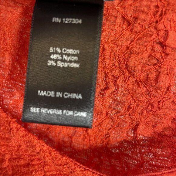 Ali Miles Textured Crinkle Top Womens Petite Small Red Blouse Roll Tab Sleeve - Picture 9 of 13